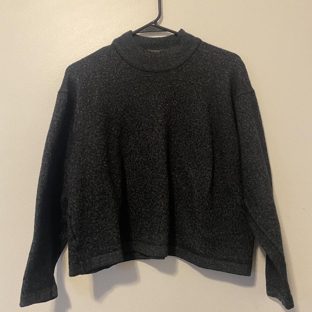 women’s XXL cropped dark gray turtleneck sweater... - Depop