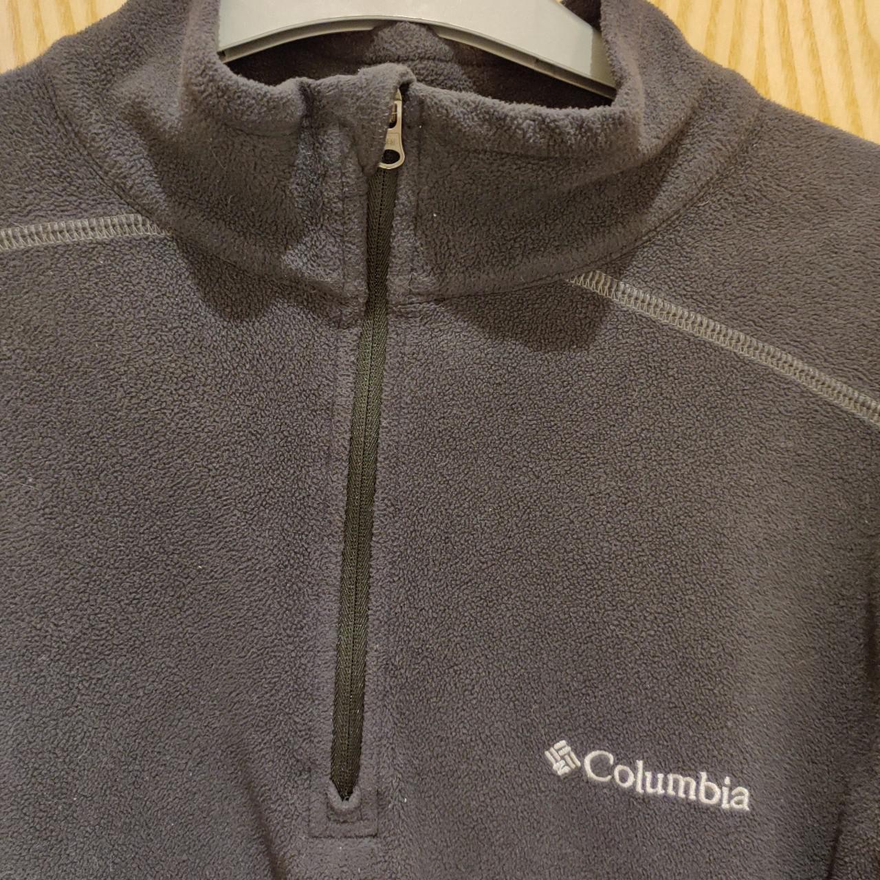 Columbia Quarter Zip Fleece Jacket Black/Grey Size... - Depop