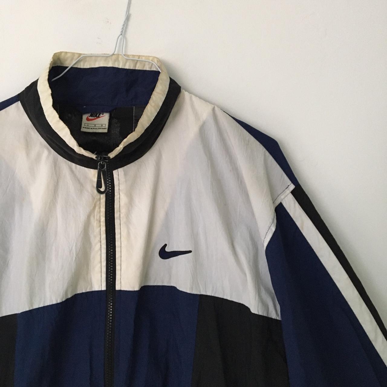 Vintage Nike shell jacket in navy, white and black.... - Depop