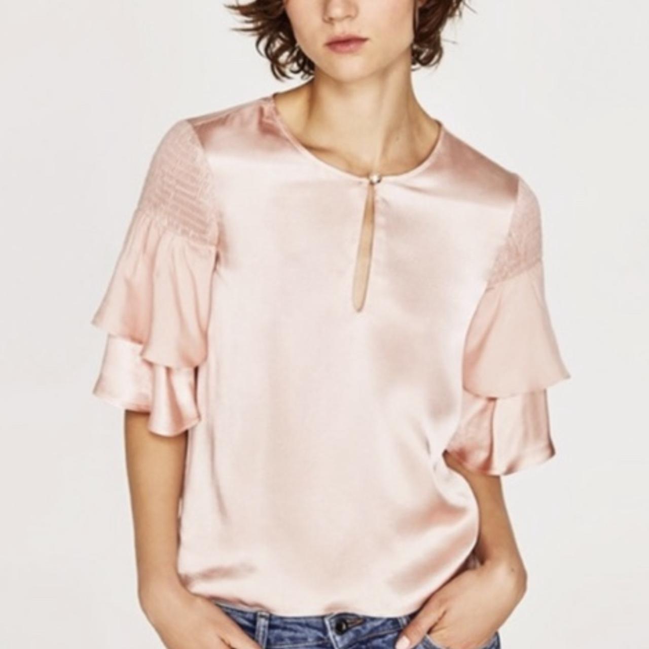 BRAND NEW Zara Rose gold/pink ruffle sleeve Depop