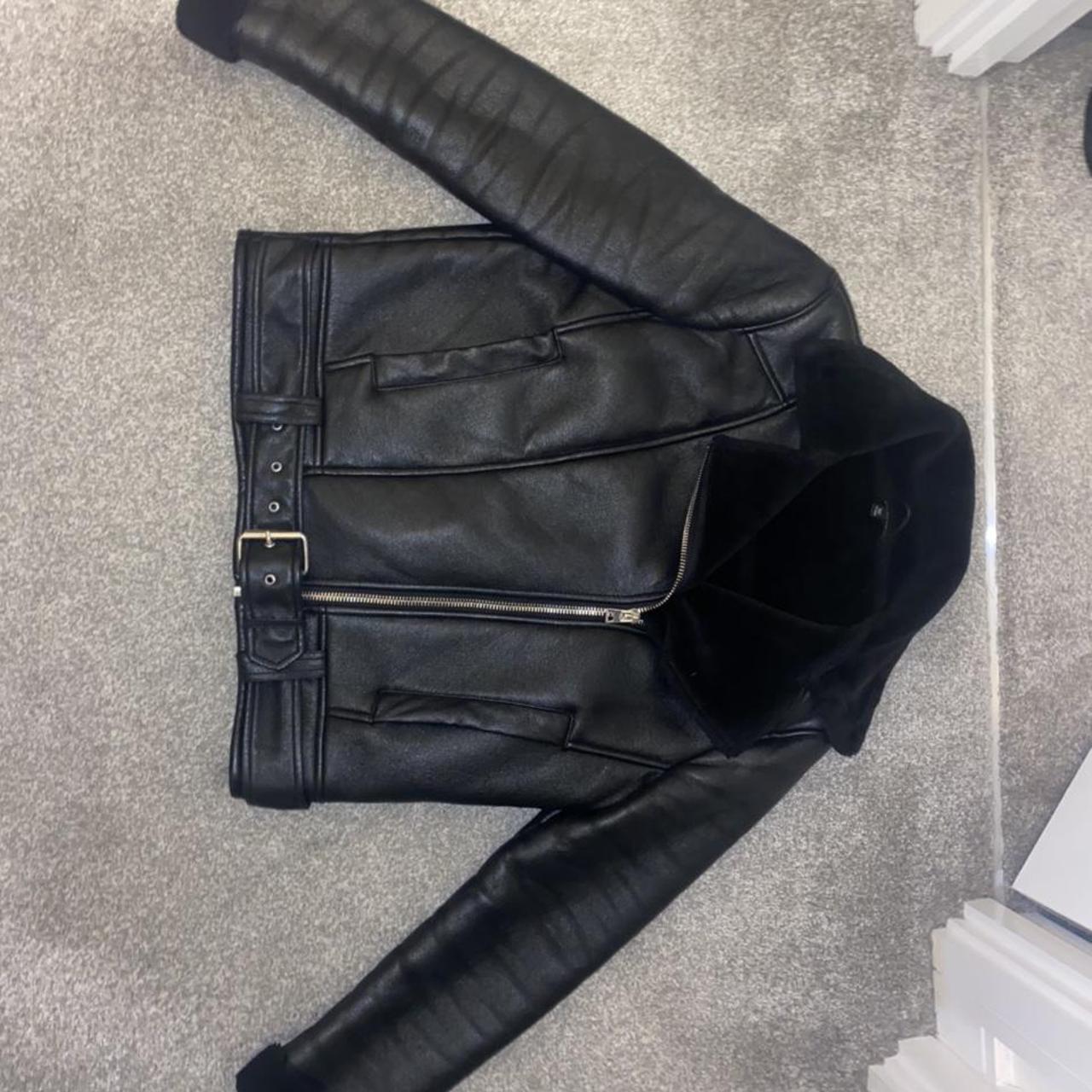 Topshop fluffy leather jacket - Depop