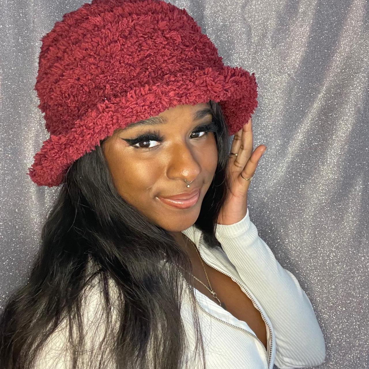 Burgundy crochet hat cheap