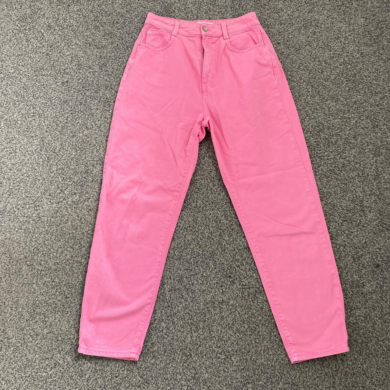 Pink Zara Mom jeans, worn once. Size 10 #zara #momjeans - Depop