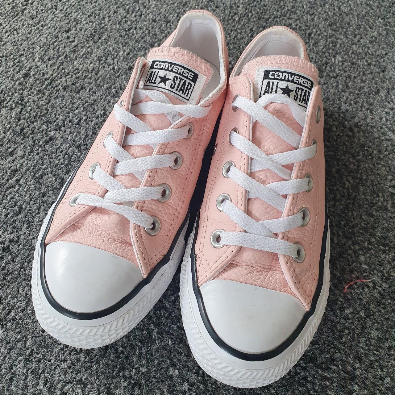 pale pink leather converse