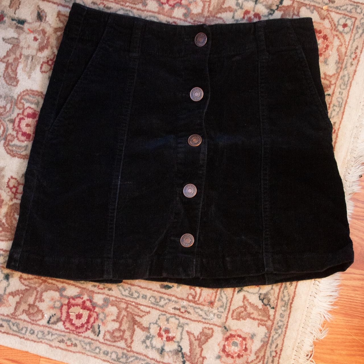 Black corduroy button up skirt best sale