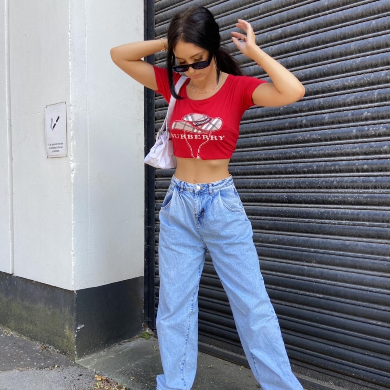 Women's Red and Tan T-shirt | Depop