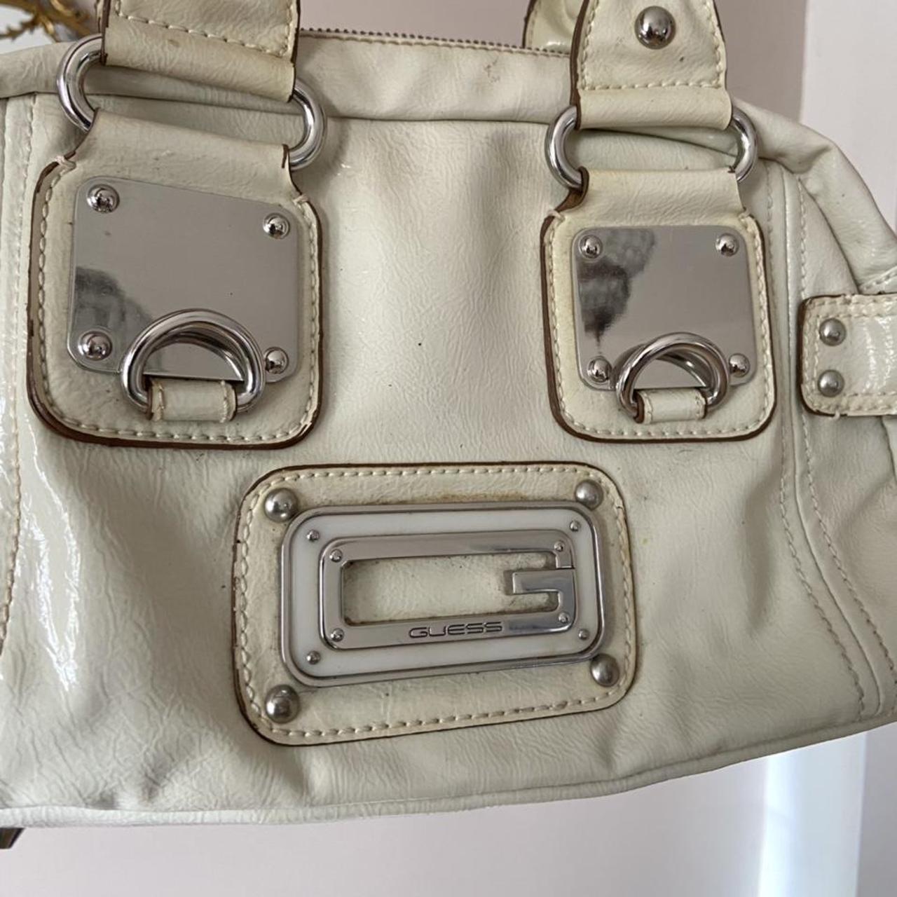 Y2K guess bag cream leather guess bag handbag with... Depop