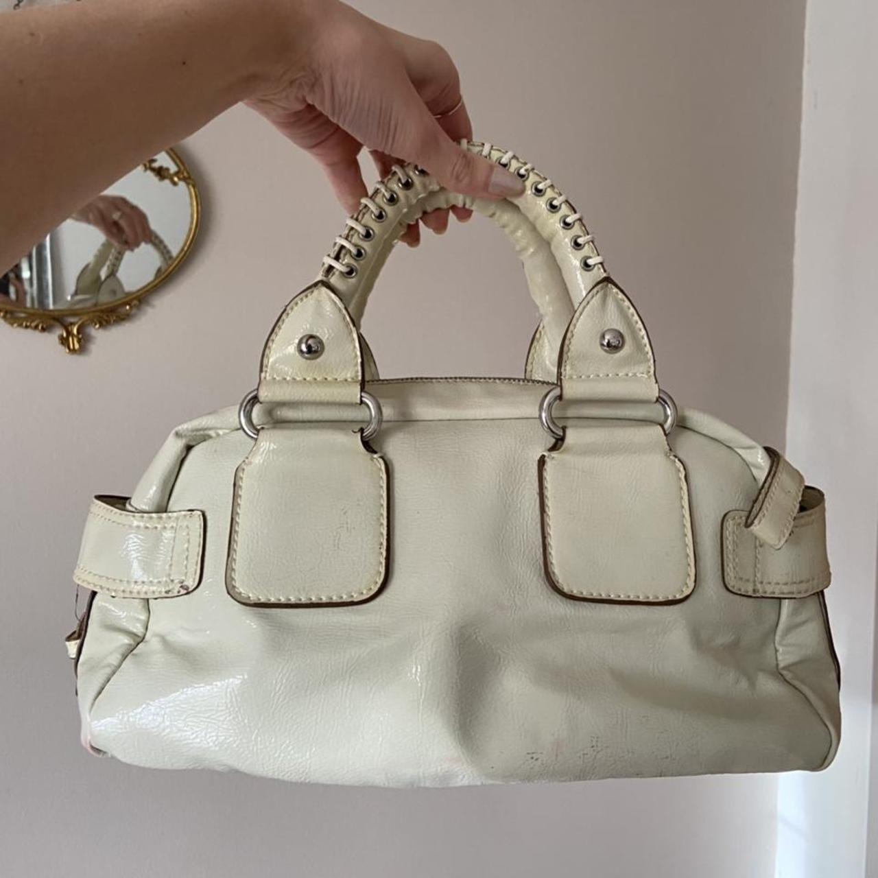 Y2K guess bag cream leather guess bag handbag with... Depop