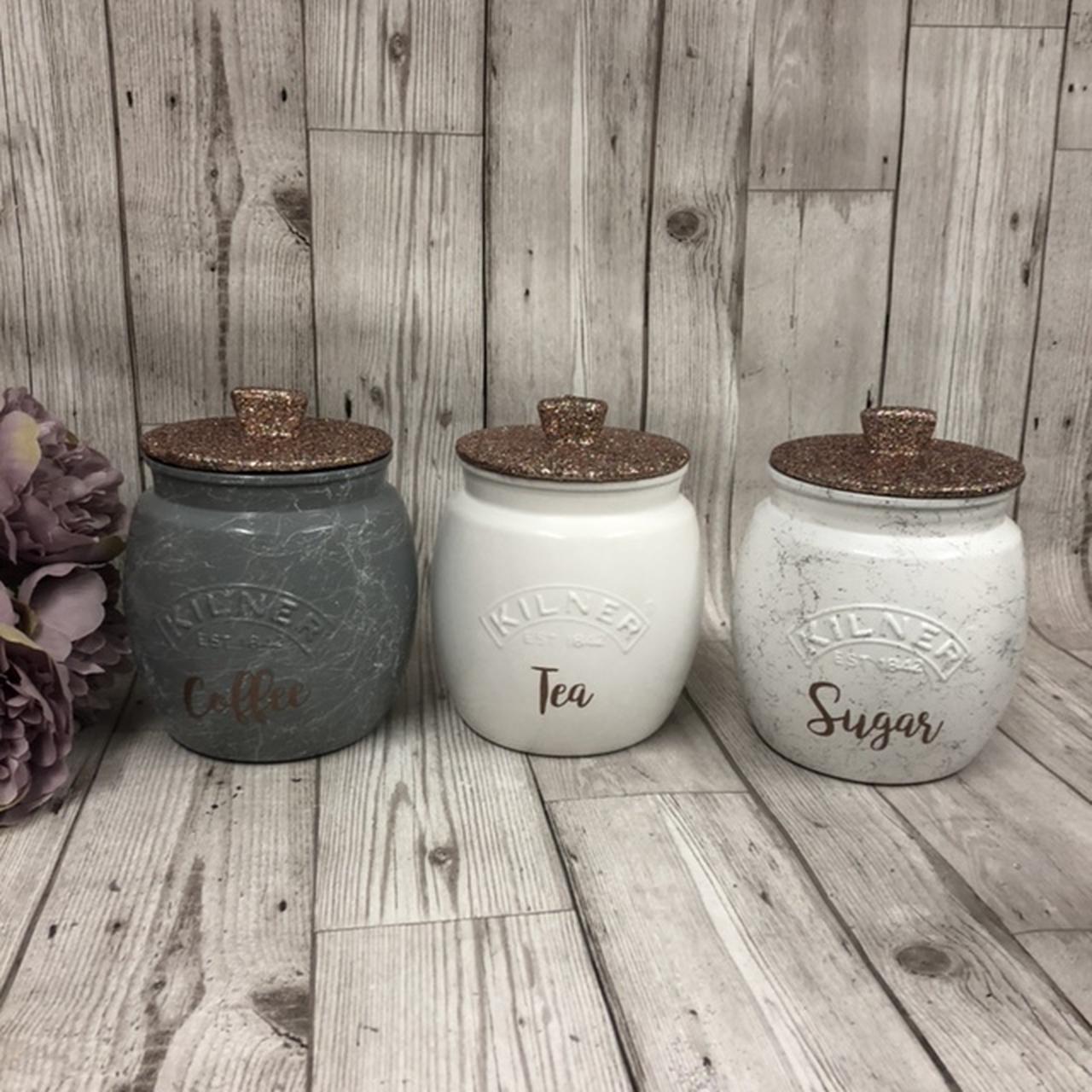 Kilner Jars Grey Ceramic Tea Coffee Sugar Kilner Set Of Ceramic