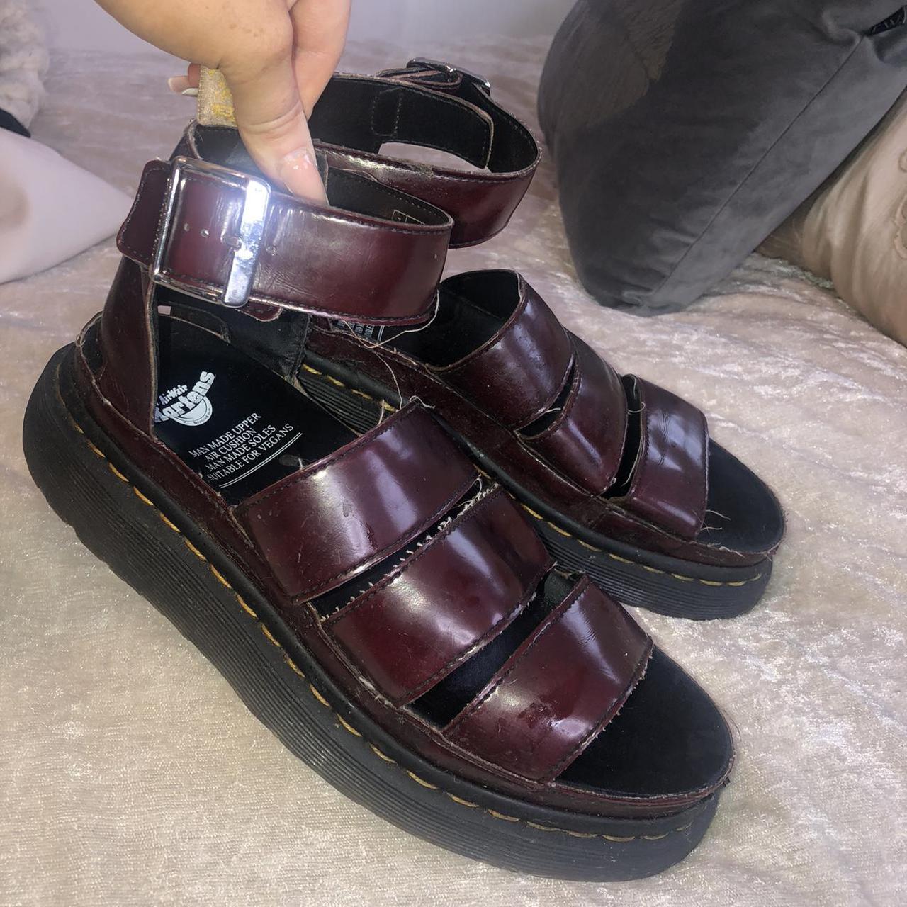 burgundy dr marten sandals