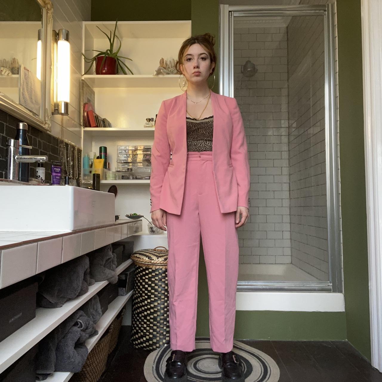 Twopiece, blazer and trousers pink suit from Zara.... Depop