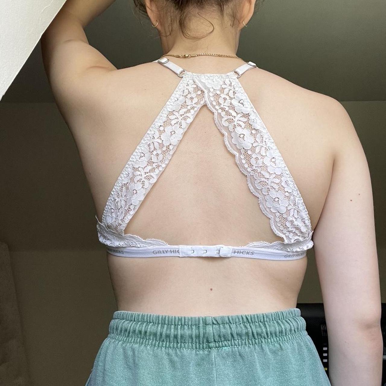 White laced Gilly Hicks bralette. Have been worn a... Depop