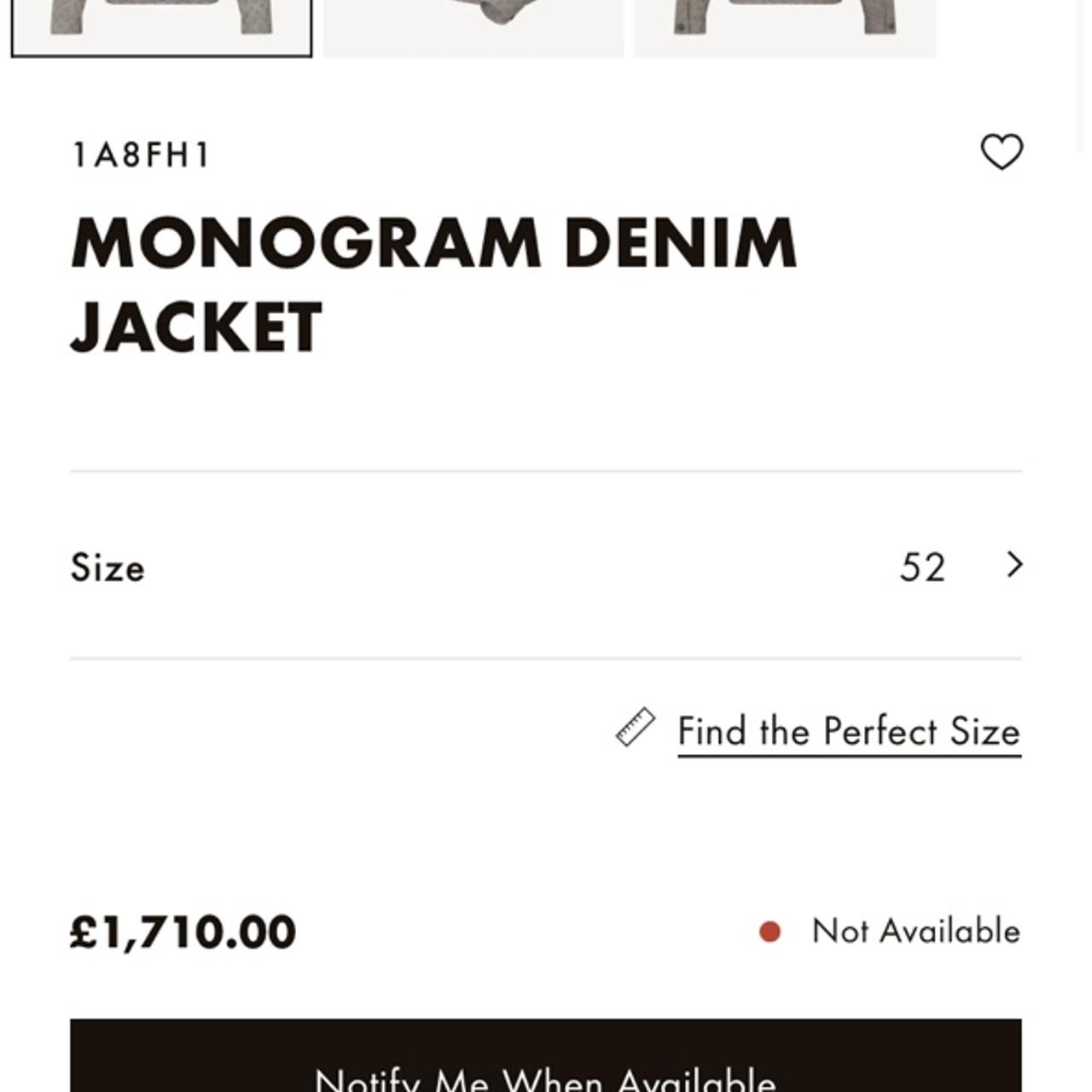 Louis Vuitton monogram denim jacket, Size 52, Blue