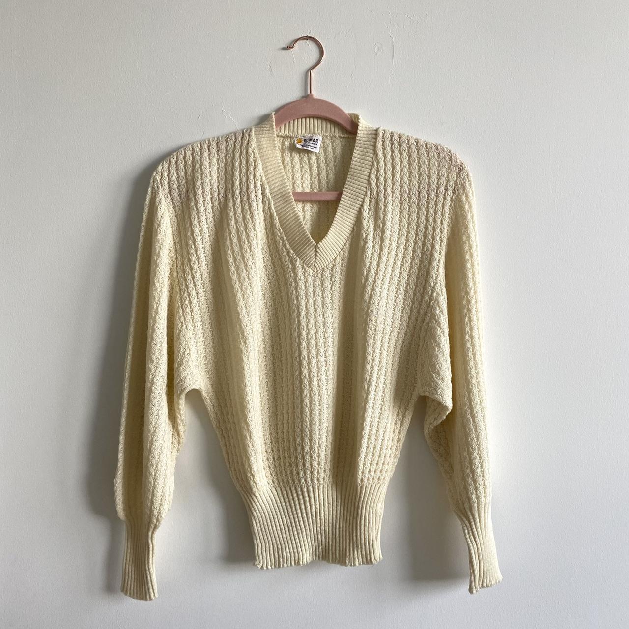 [Vintage] Open Knit Ivory V-Neck Sweater An airy... - Depop
