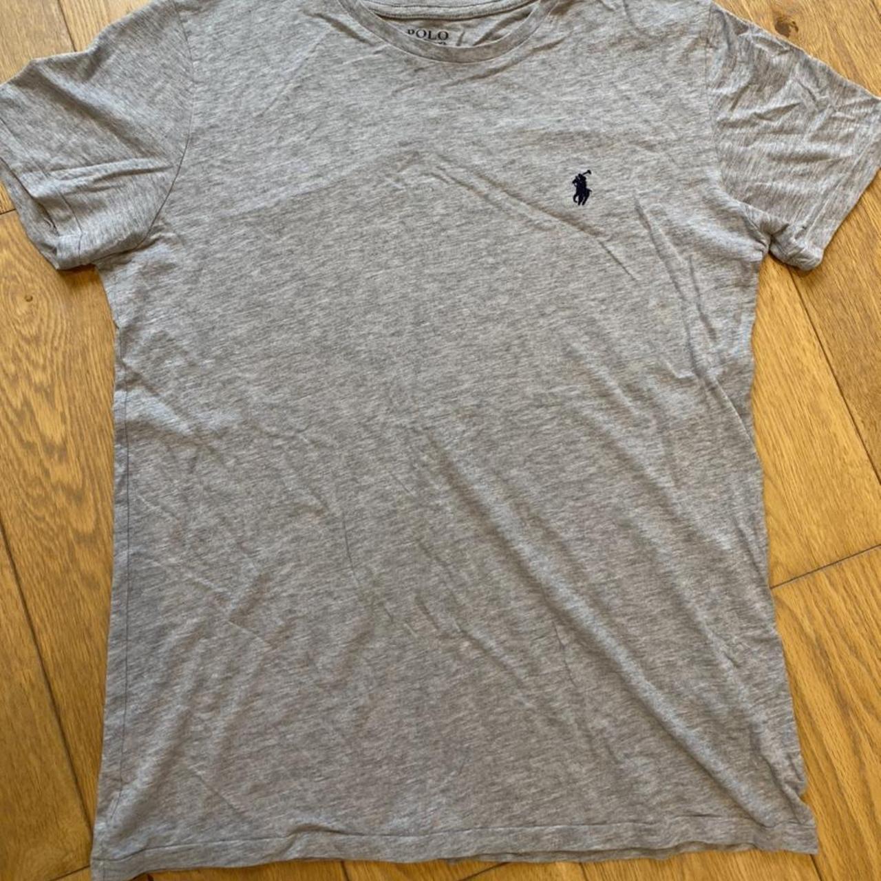 Polo Ralph Lauren Men's Grey and Blue T-shirt | Depop