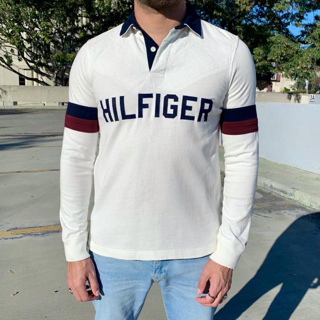 Men's Tommy Hilfiger Navy Chicago Bears Connor Oversized Rugby Long Sleeve Polo Size: Large