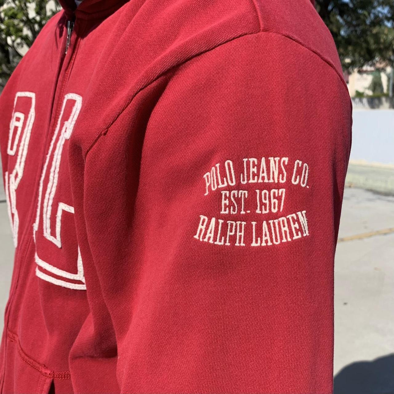 Vintage 90s Red Polo Ralph Lauren Zip-Through Hoodie - Large Cotton – Domno  Vintage