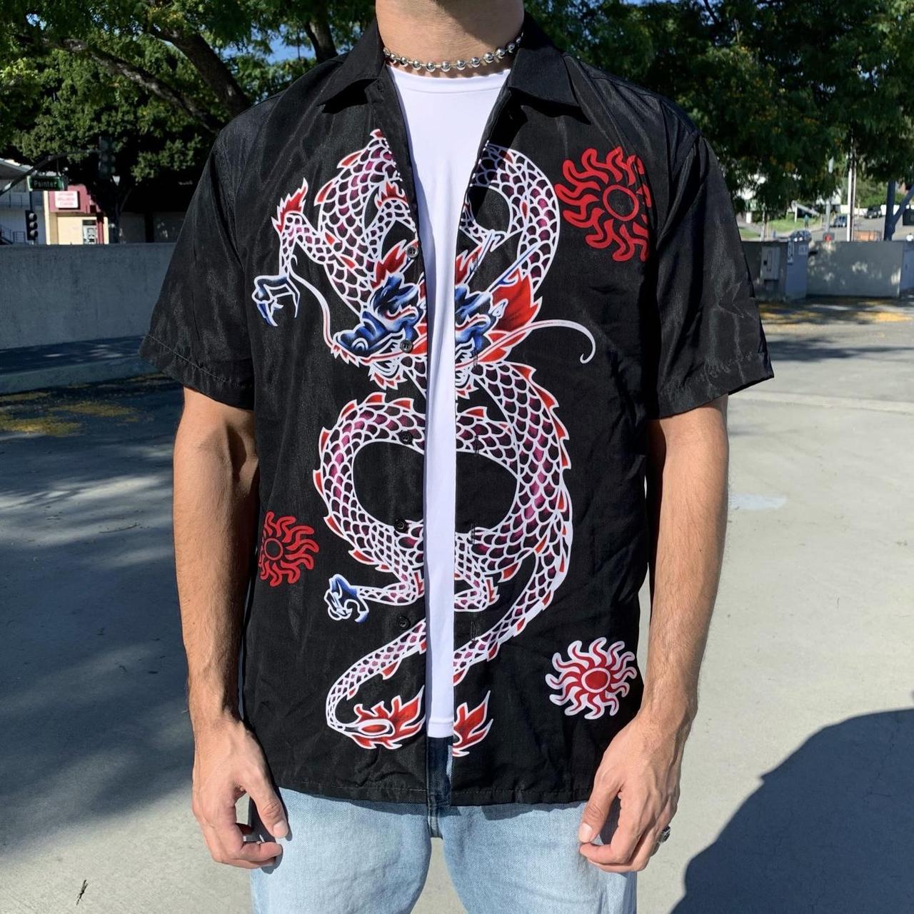 Vintage Dragon Front Button Up buy Shirt