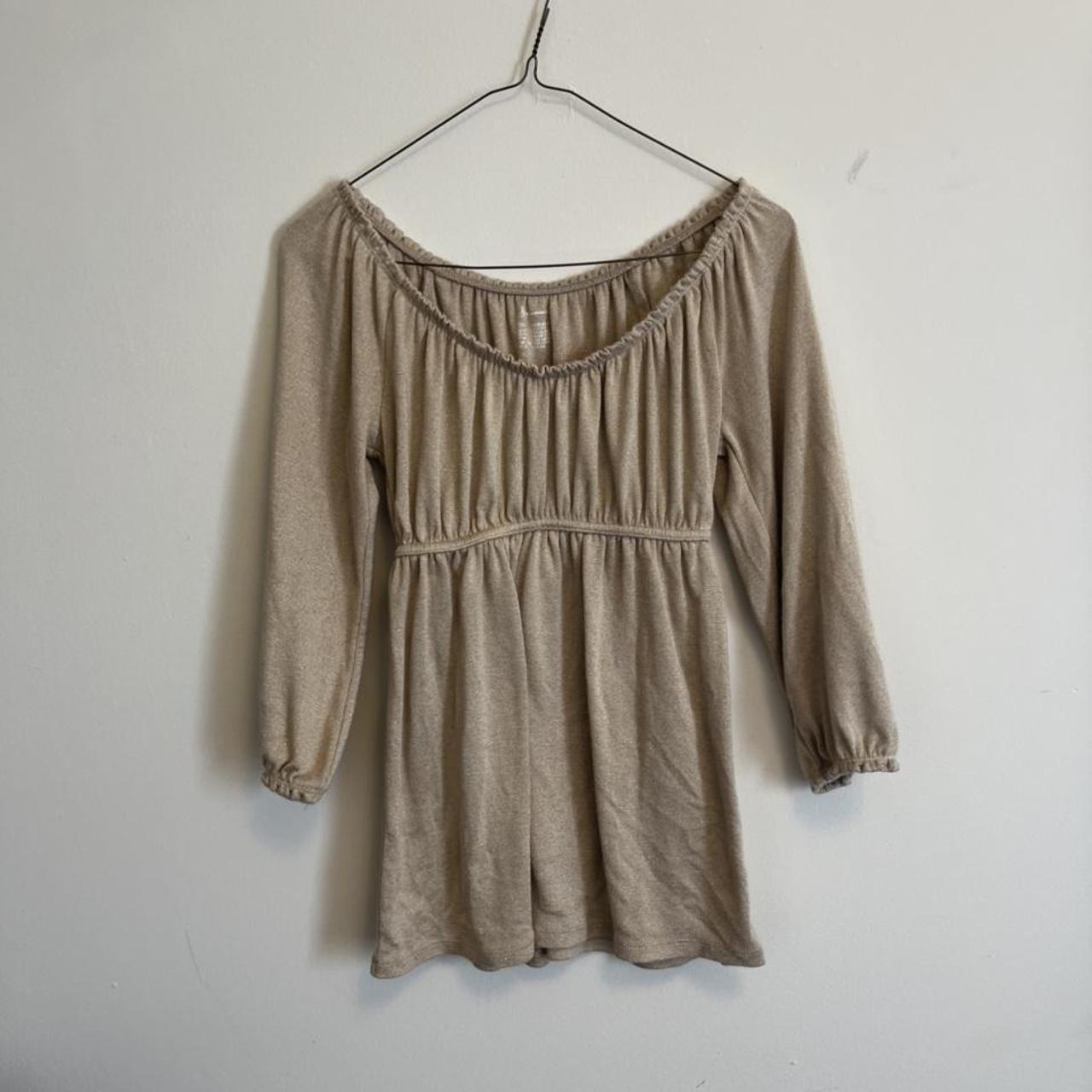 size M beige/tan babydoll early 2000s top. very... - Depop