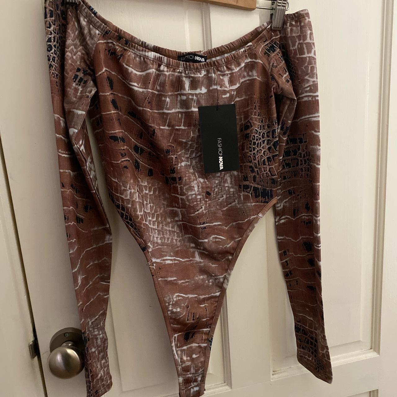 Fashion Nova Women's Brown Bodysuit Depop