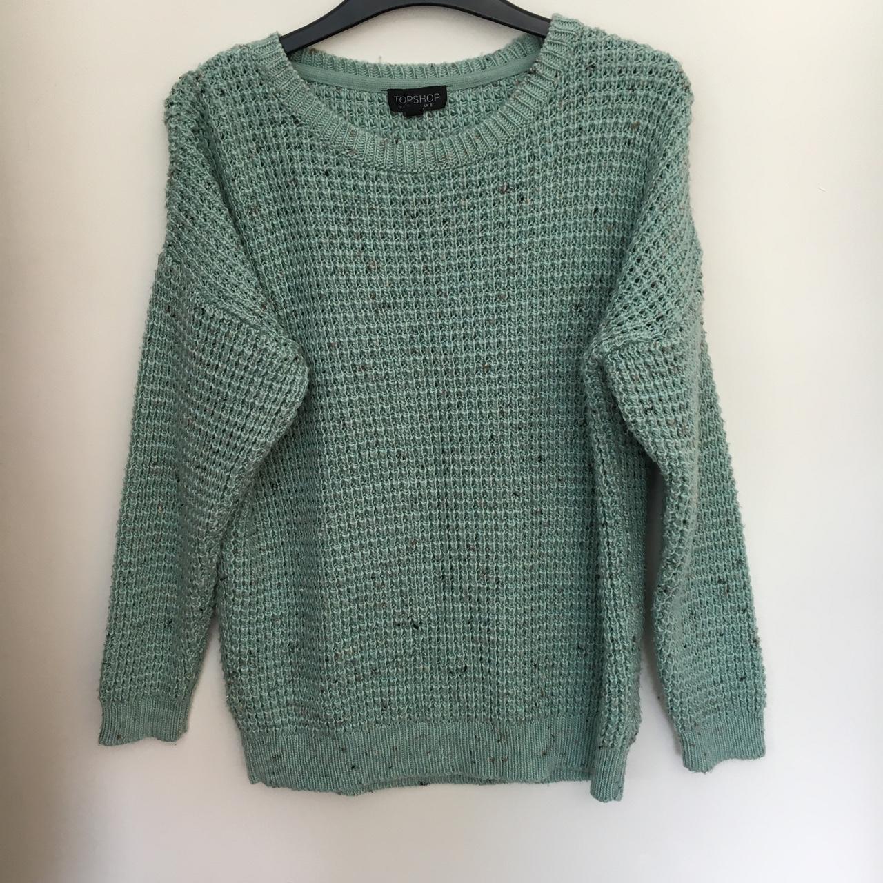 Mint green jumper topshop Size 8 oversized Worn... - Depop