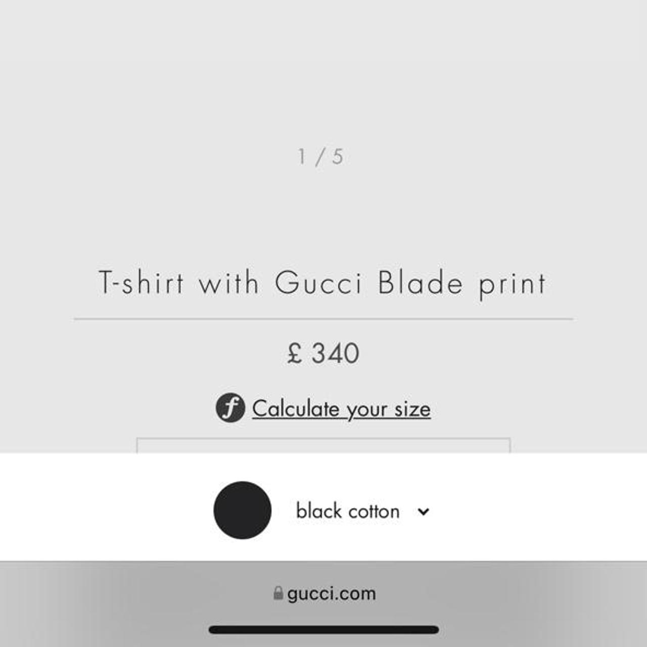 Black Cotton T-Shirt With Gucci Blade Print