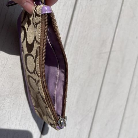 Coach Vintage Brown & Hot Pink Wristlet Wallet - Depop