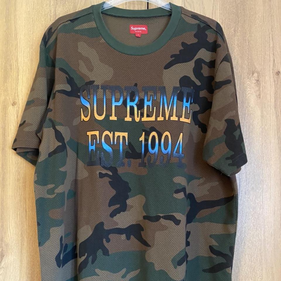 Supreme Mesh Gradient S/S Top Woodland Camo... - Depop