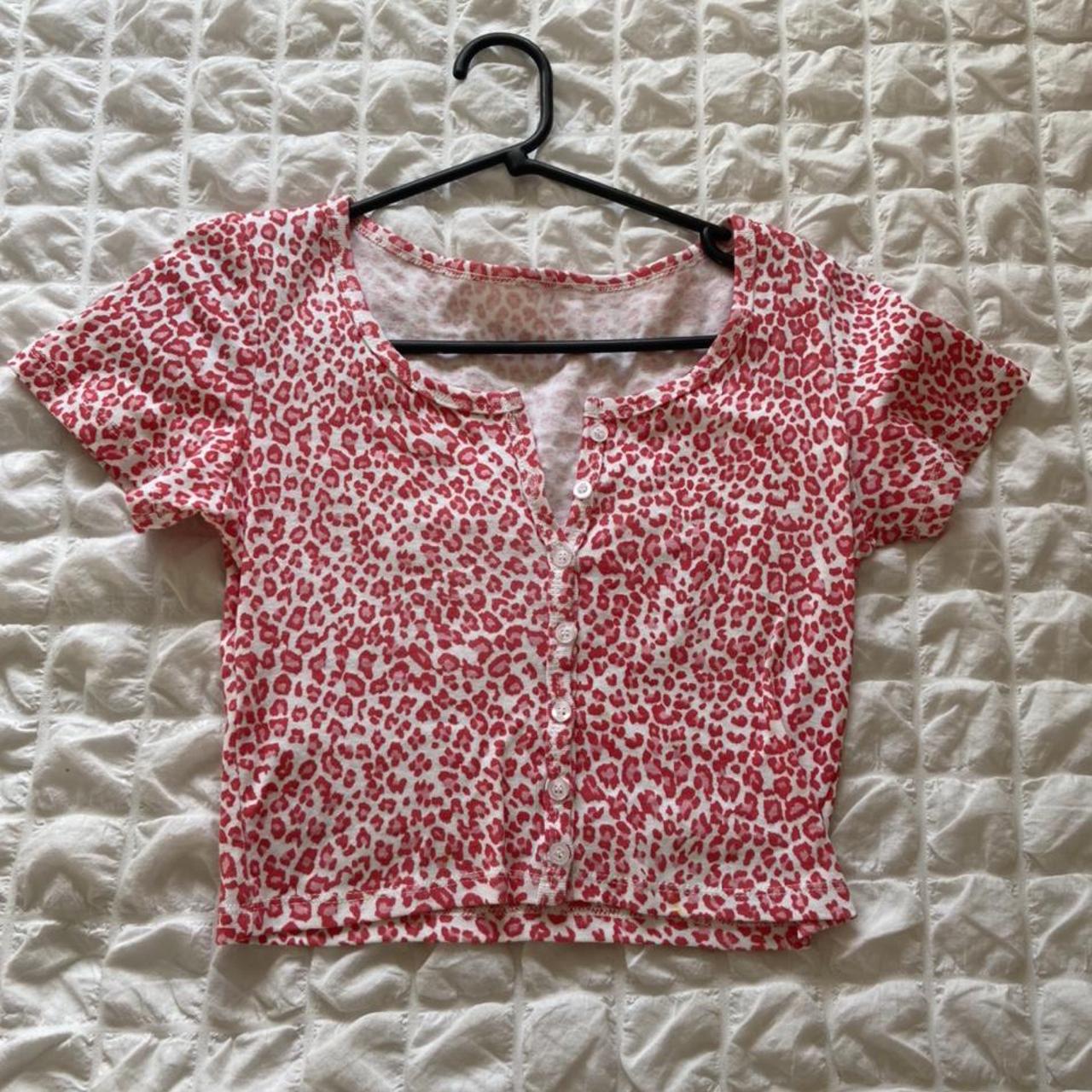 Shein Red Leopard Print Crop Top Size Xs Only Been Depop