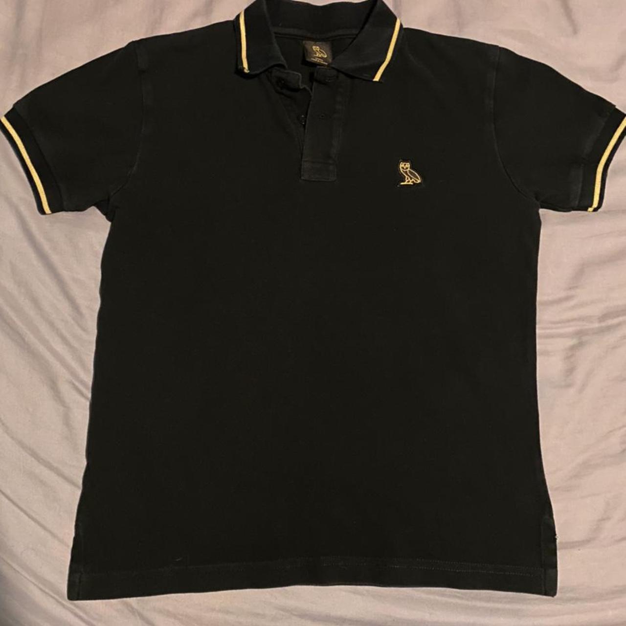 Octobers Very Own Men's Black and Gold Polo-shirts | Depop