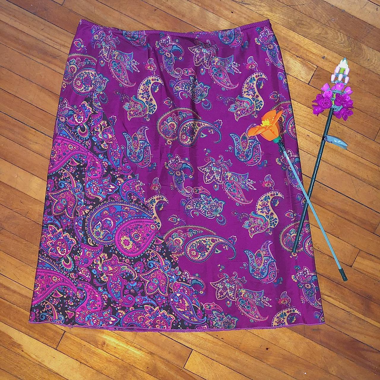 Raspberry Paisley Skirt🍇 silky skirt with a striking... - Depop