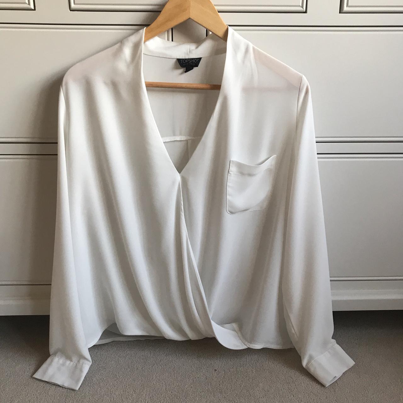 Topshop white blouse with pocket. Perfect condition.... - Depop