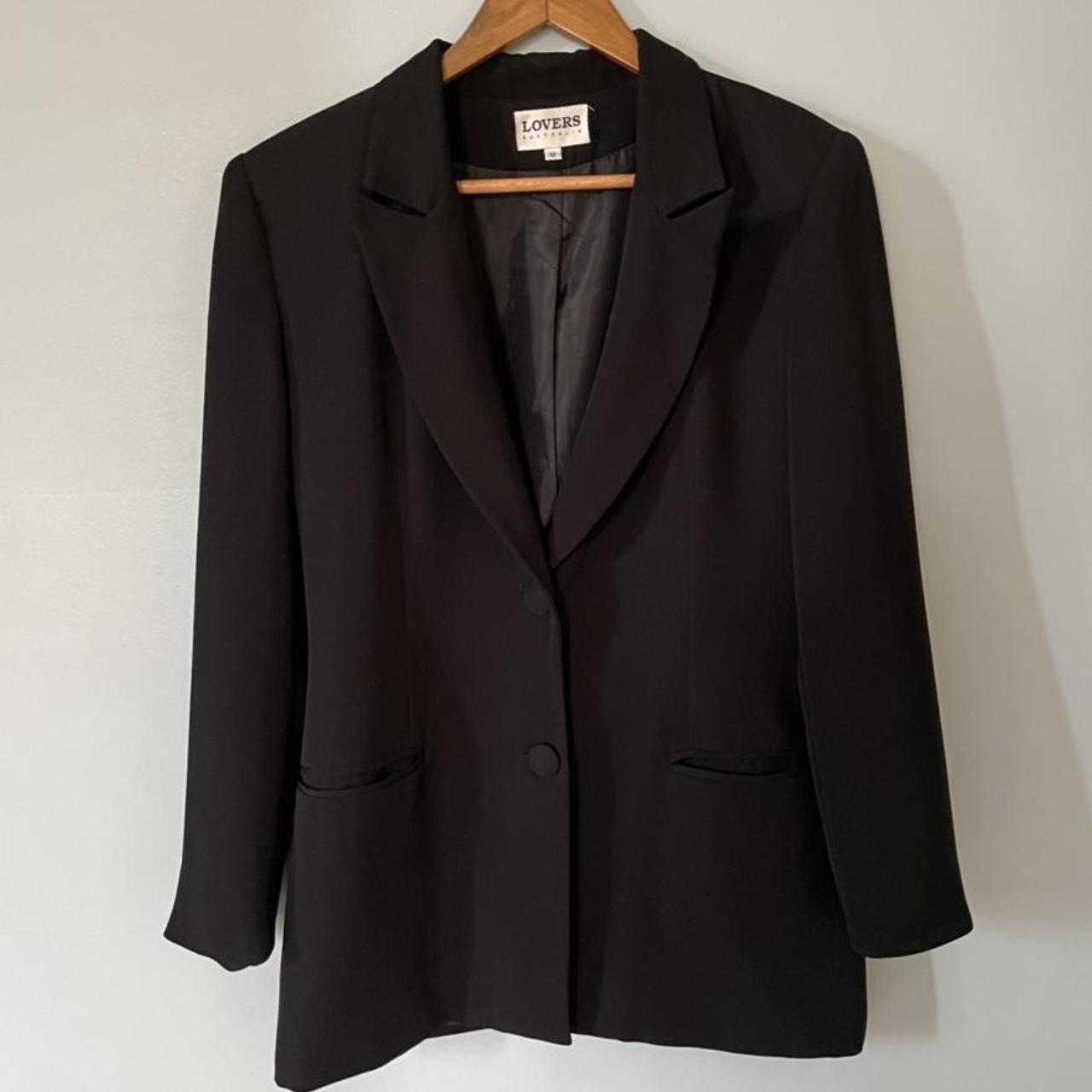 Black vintage blazer - most beautiful fabric /... - Depop