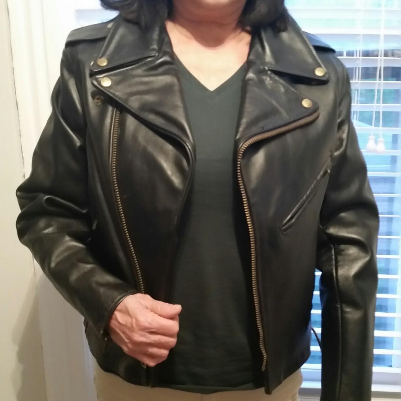 leather biker jacket size 16