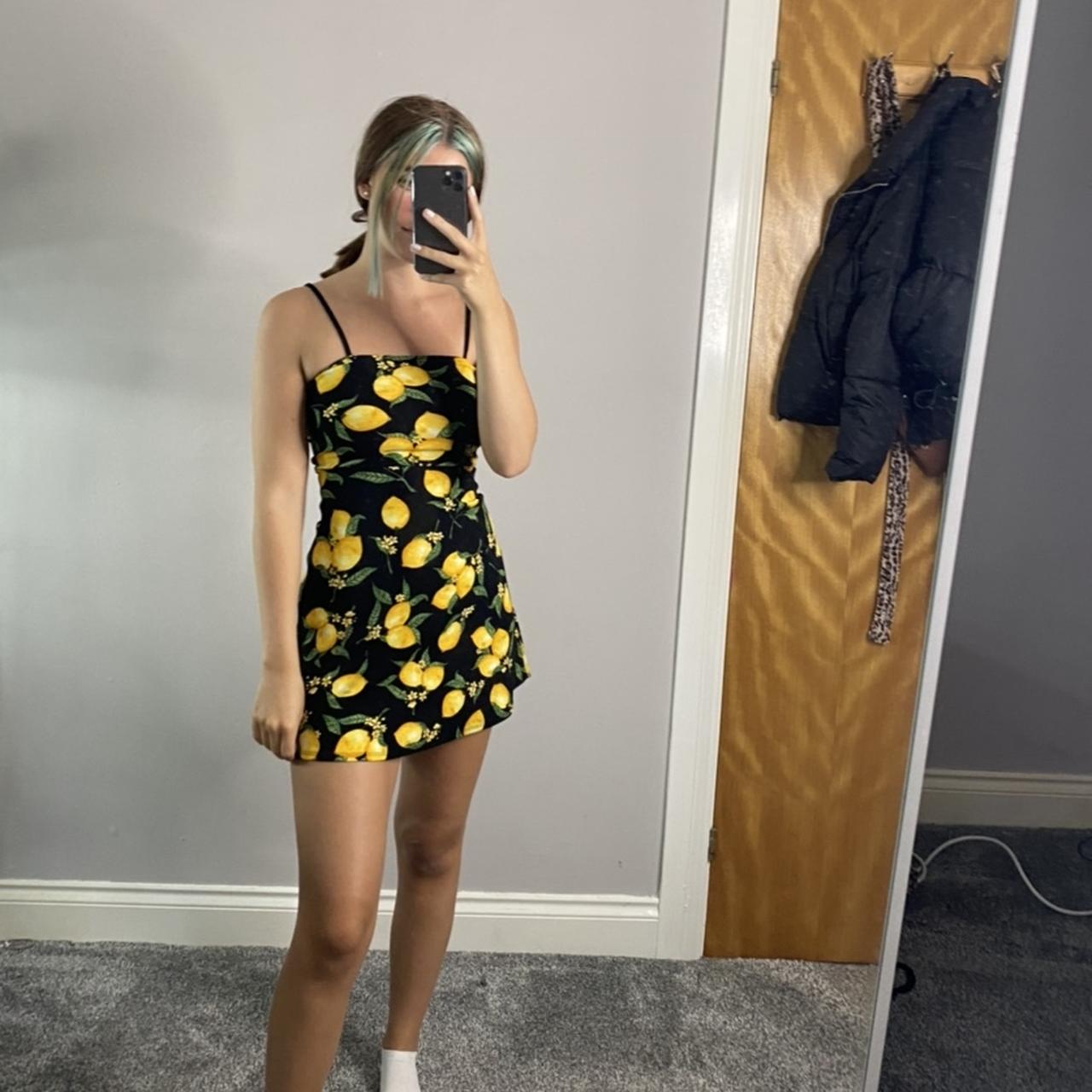 Women's Plus Lemon Printed Strappy Skater Dress | Boohoo UK