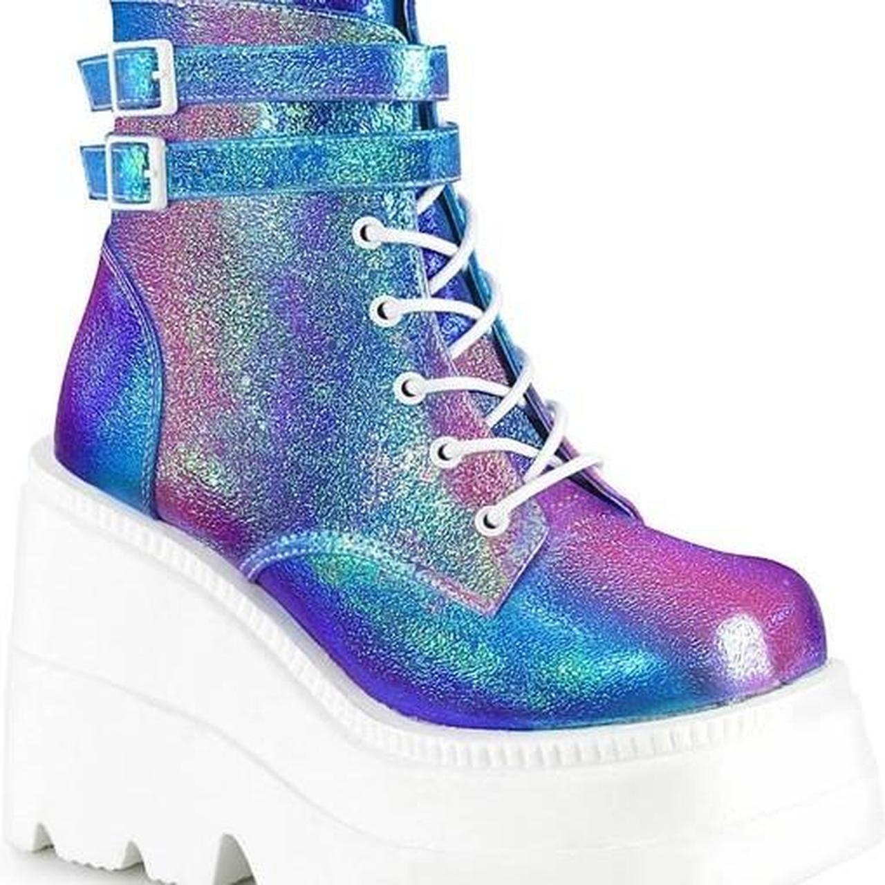 iridescent platform boots
