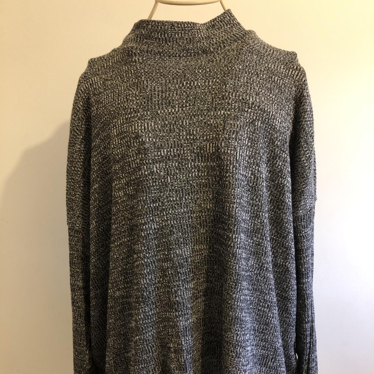 Grey marl H&M high neck jumper size L in excellent... - Depop