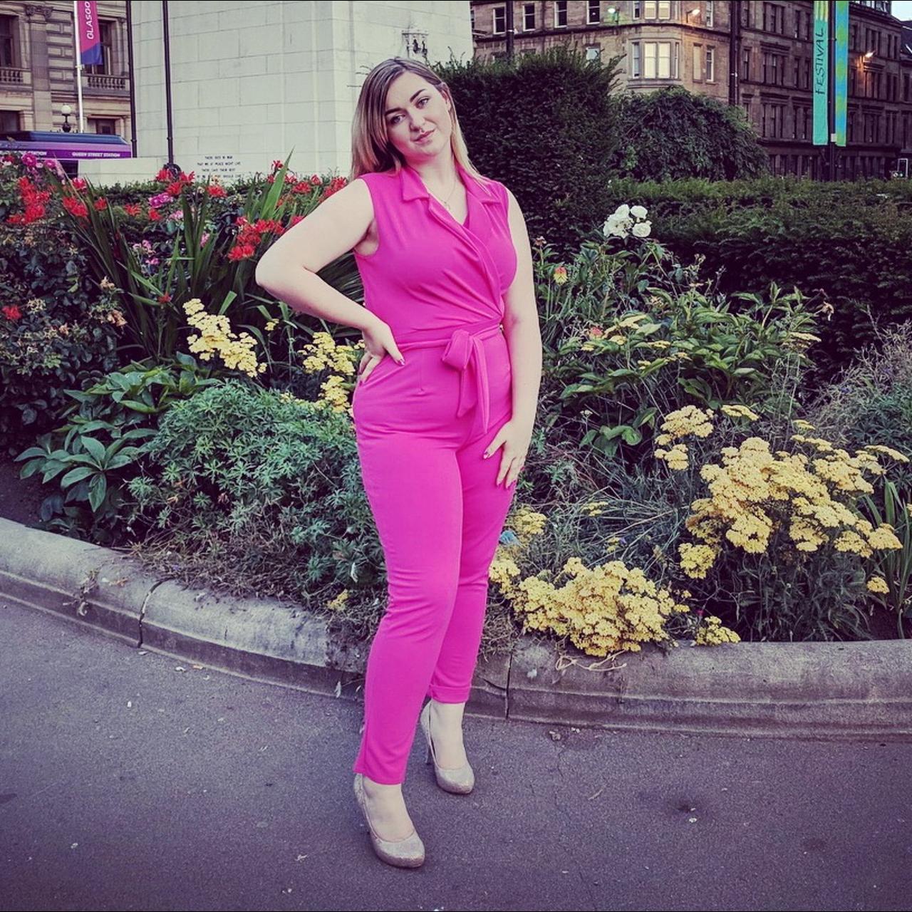 Bright pink quiz jumpsuit. Worn twice excellent. Depop