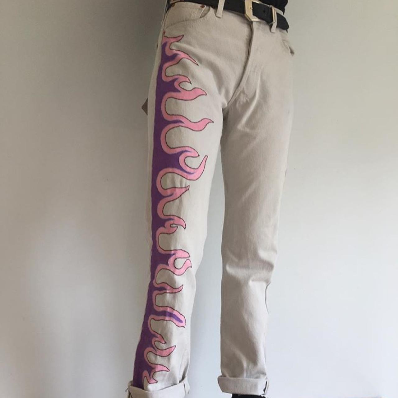 jeans with pink flames