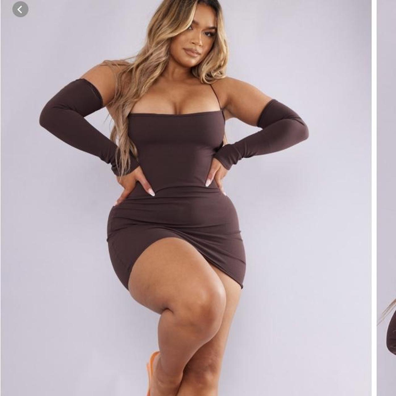 PLT shape chocolate brown lace up back Depop