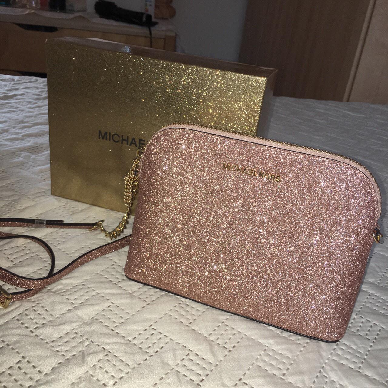 Rose gold glitter michael best sale kors purse