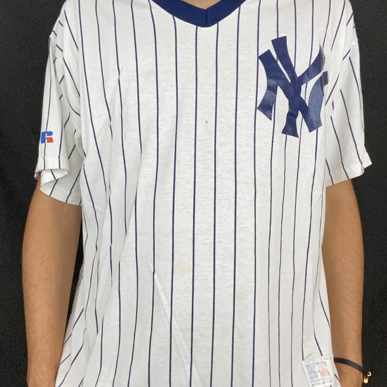 Vintage 90's New York Yankees Pinstripe T Shirt - Depop
