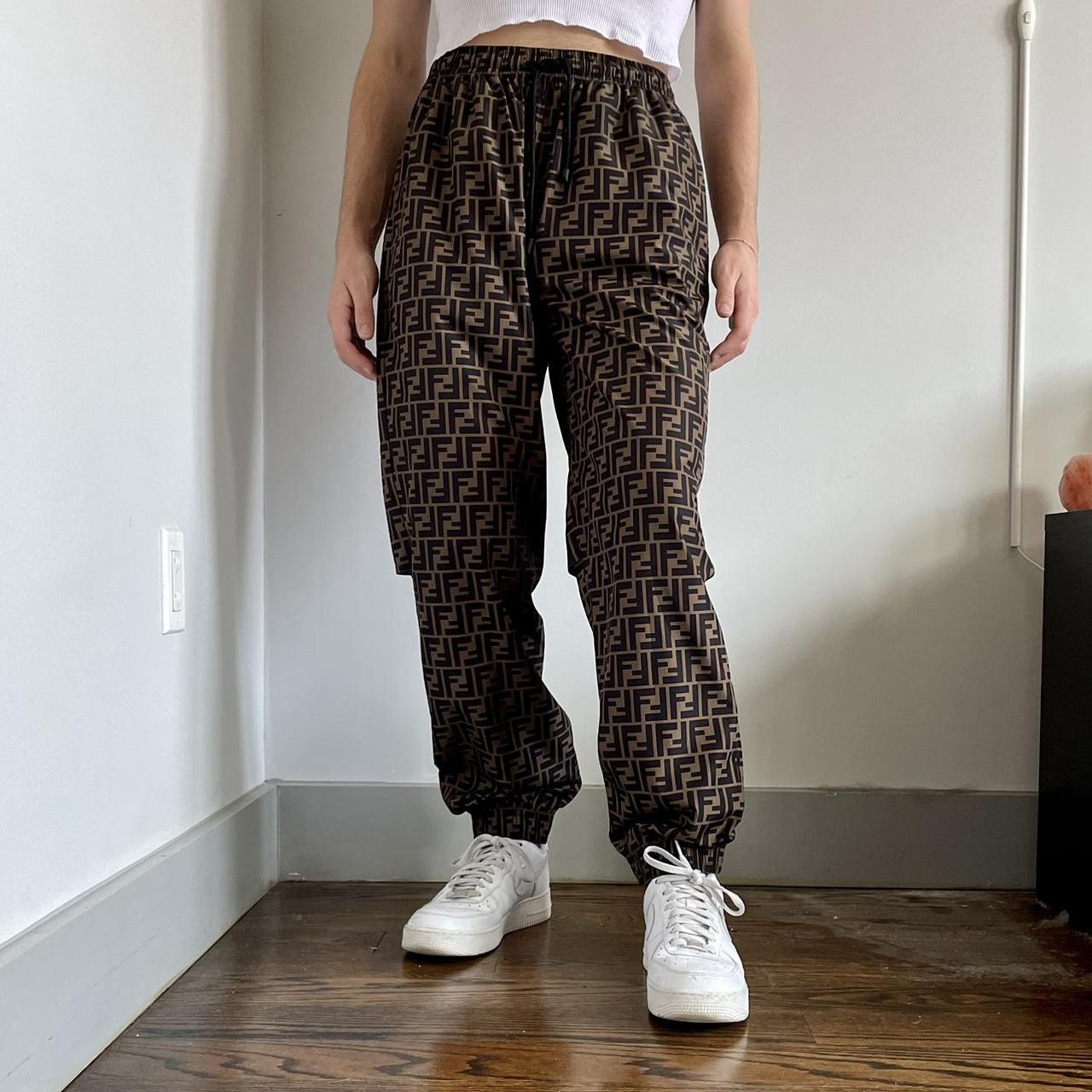 Fendi Men's Brown and Black Trousers (4)