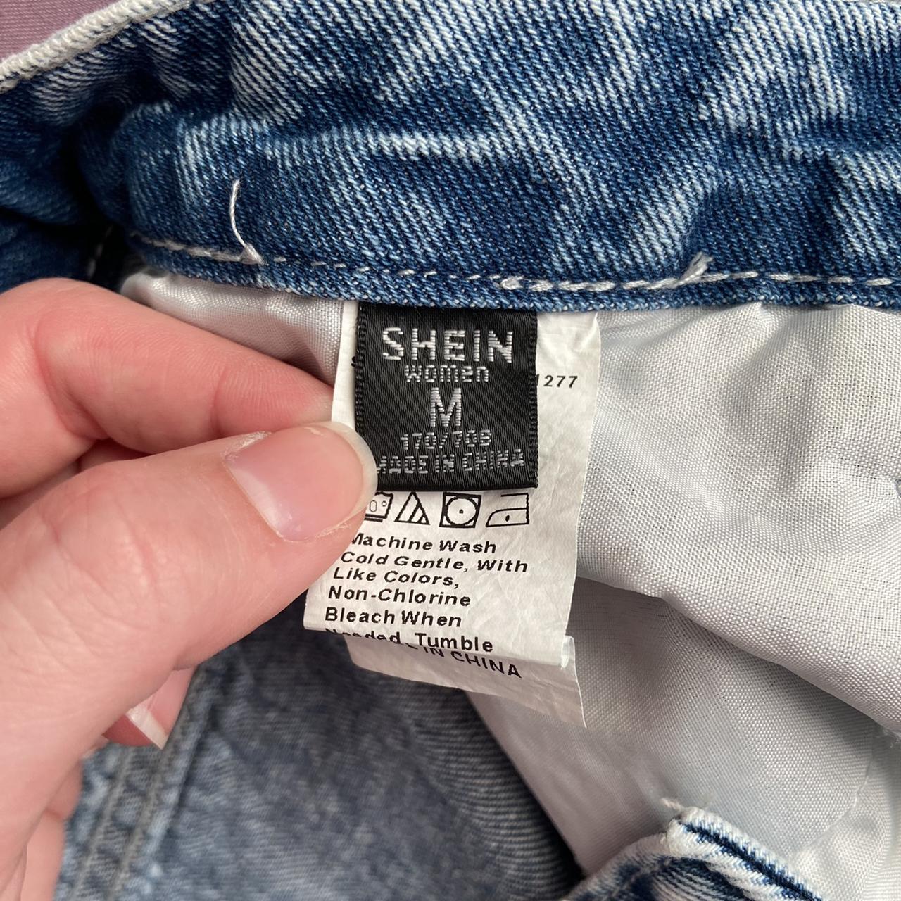 Blue dyed raw hem denim shorts Size M SHEIN... Depop