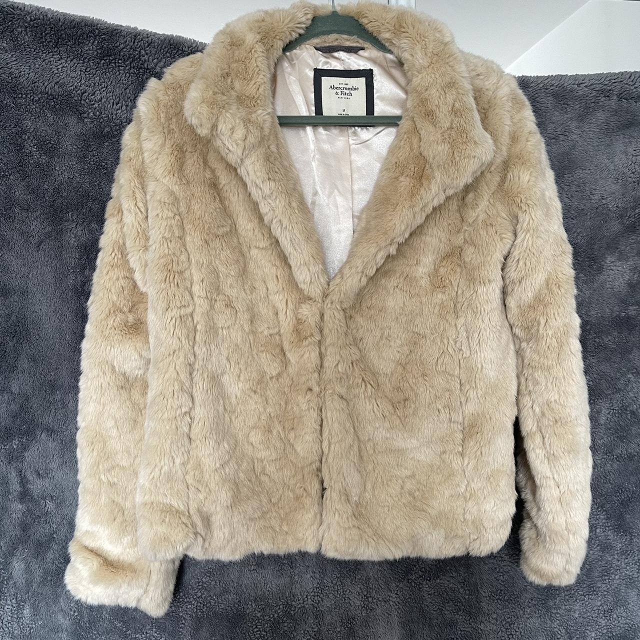 Abercrombie & Fitch Women's Cream and Tan Coat | Depop