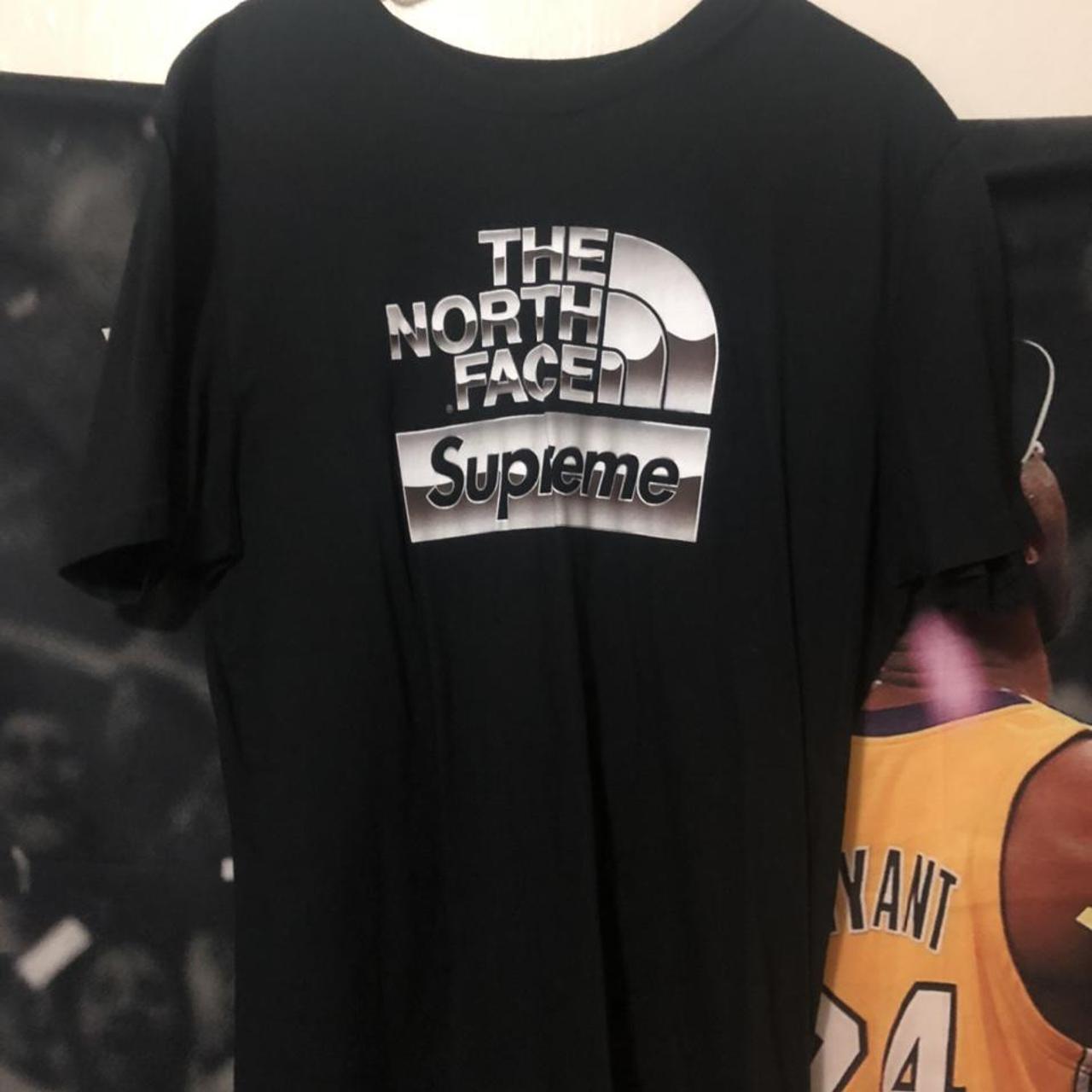 north face supreme metallic tee