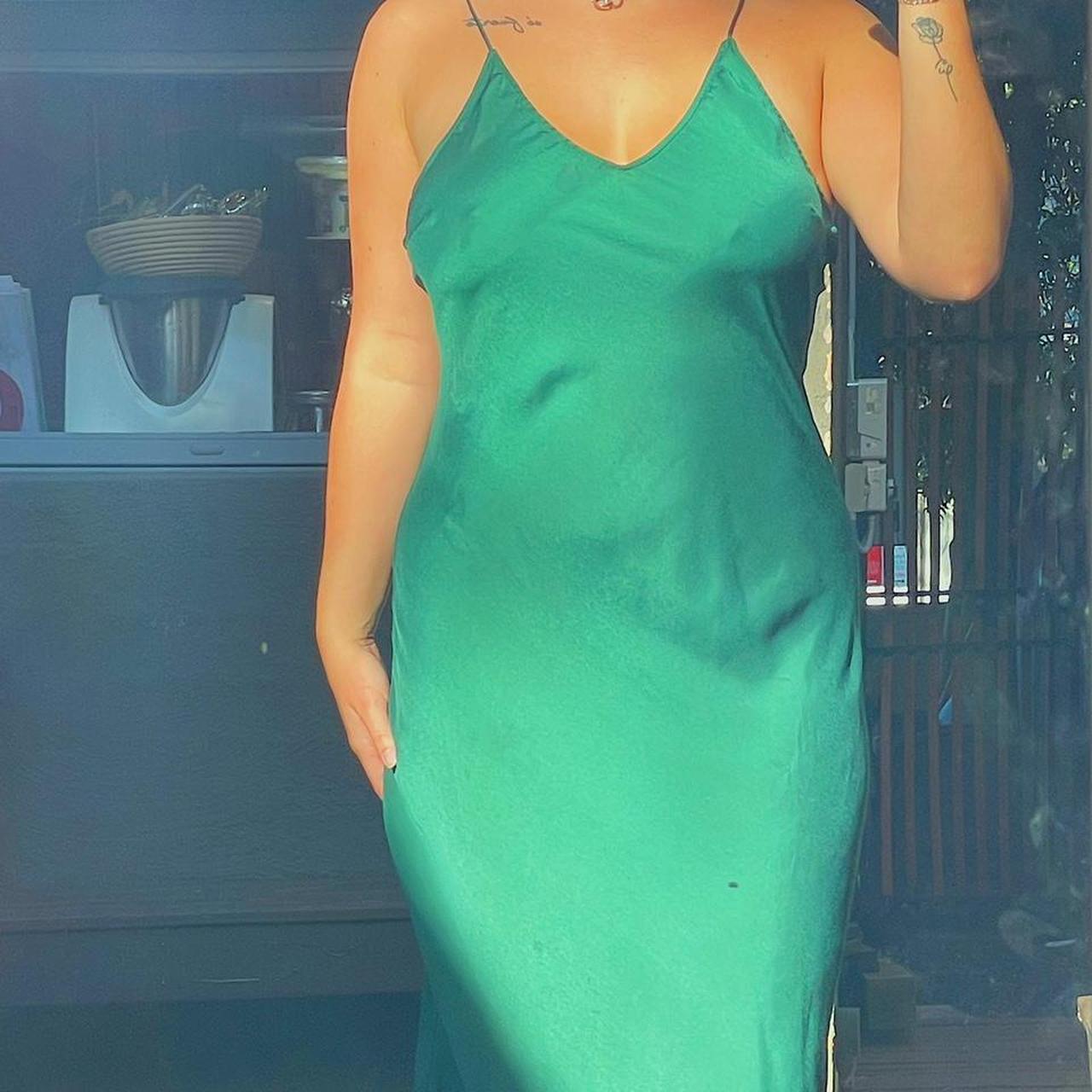 Green Silk Slip Dress💚 Couldn’t fit the whole... Depop