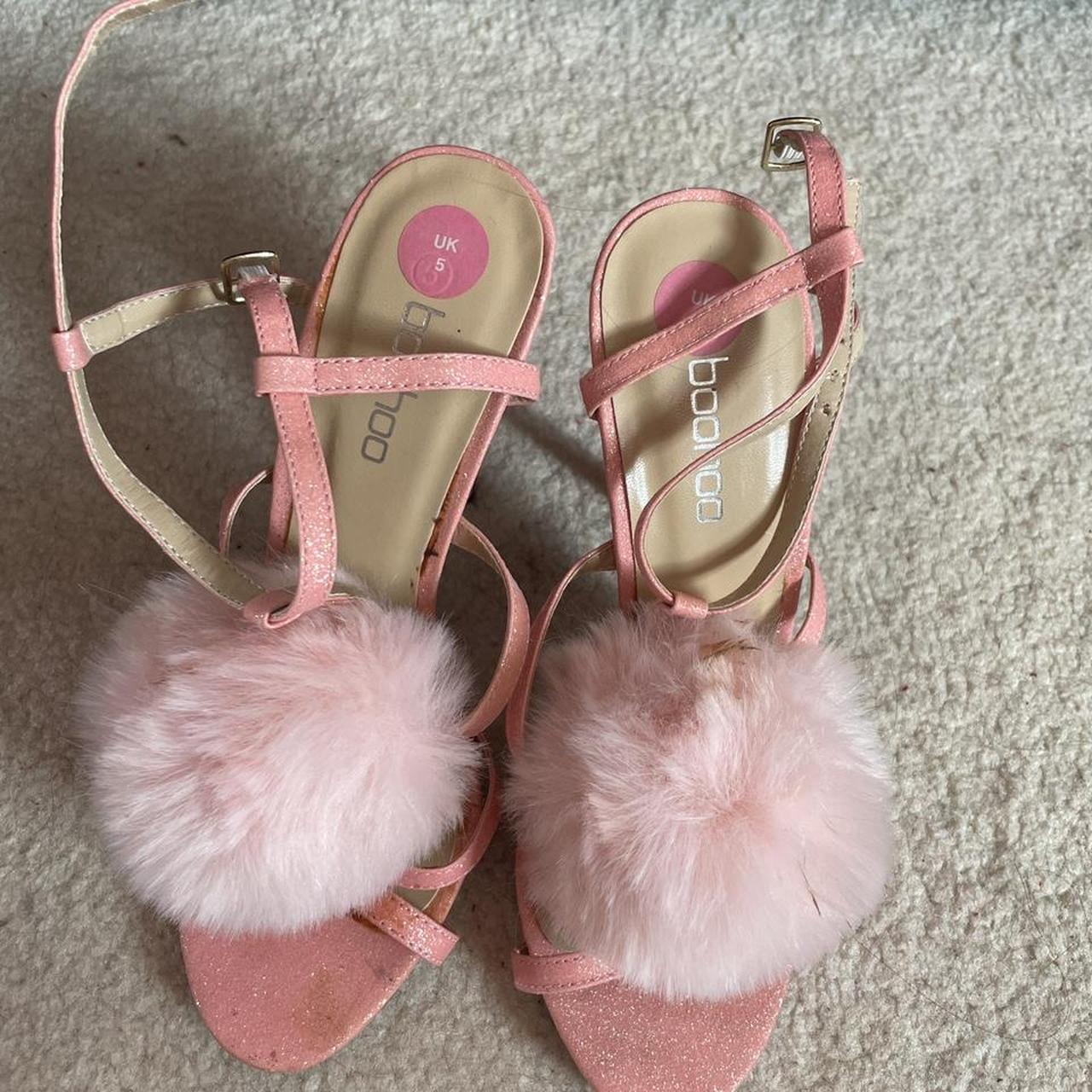 Pink pom pom heels best sale