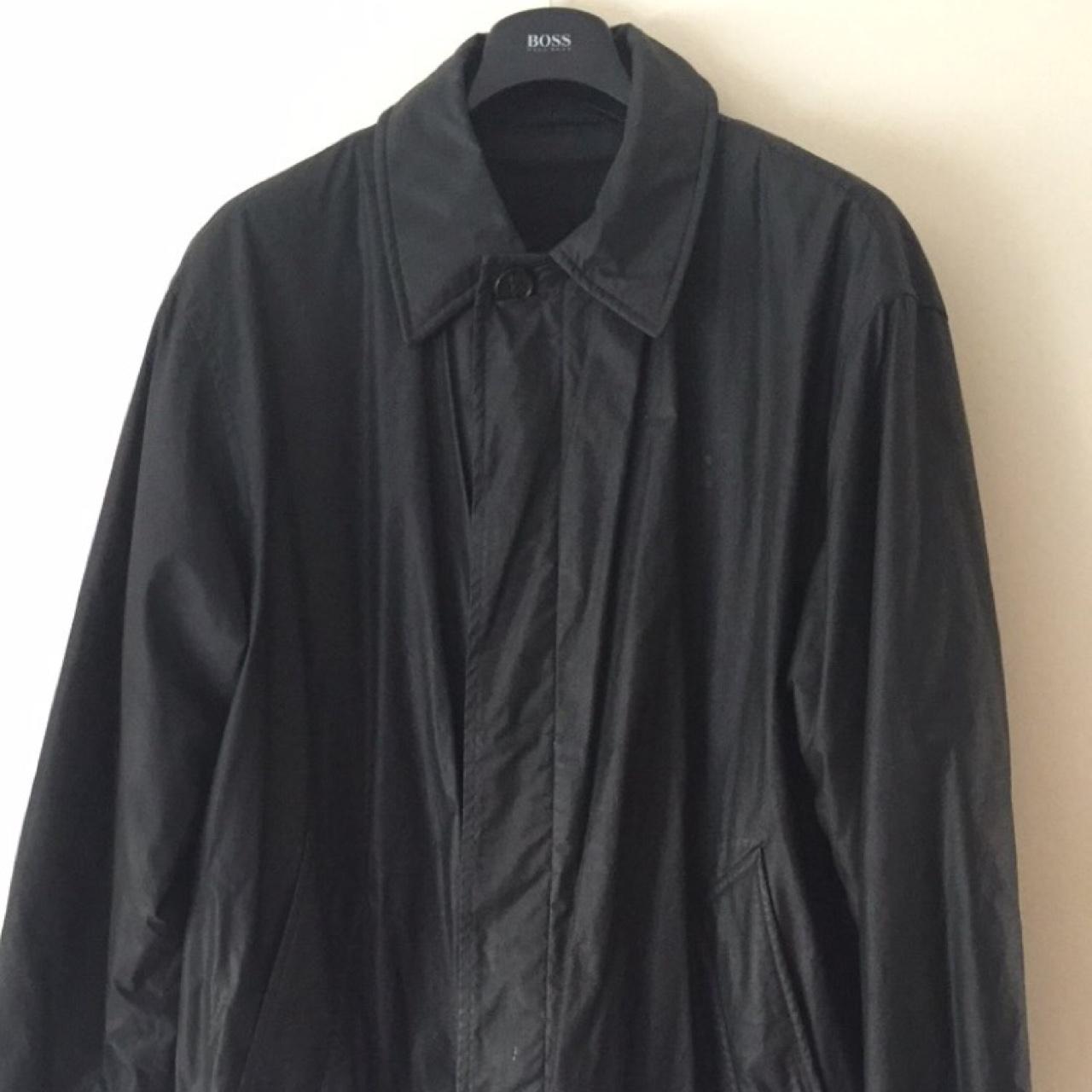 Black Hugo Boss raincoat with thick detachable coat... - Depop
