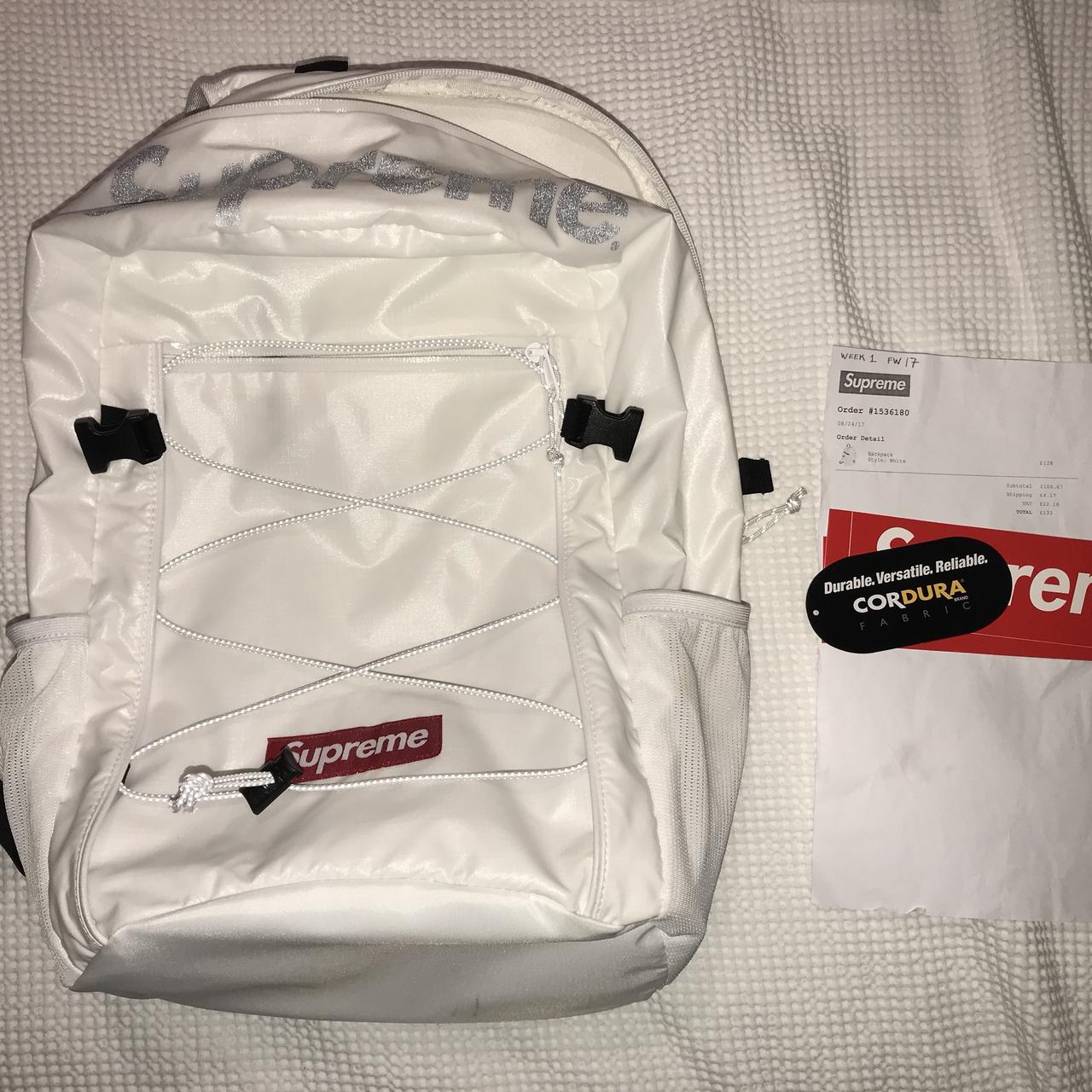 white supreme bookbag